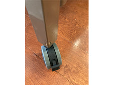 Our full electric hospital bed has two locking wheels to help stop it from moving