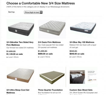 Who can ship a 3/4 mattress to Sherbrooke Quebec?