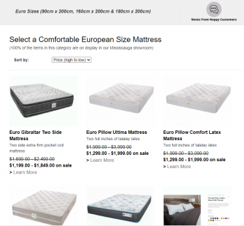 Who makes custom mattresses for European sized beds?