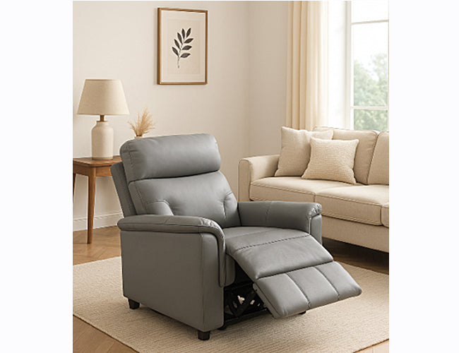 Grey Leather Match Recliner