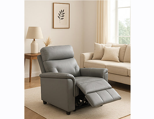 Grey Leather Match Recliner